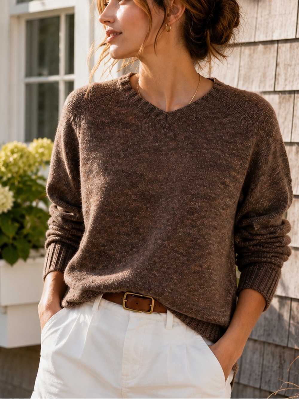 Daniel Cremieux Marled Cotton Crewneck Sweater Relaxed Coastal Neutral •  Medium
